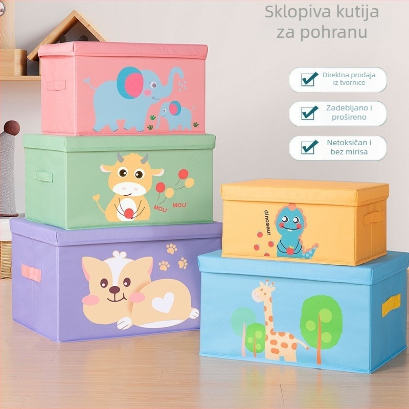 Sklopiva tekstilna kutija za pohranu s karikaturnim uzorkom, za odjeću, deke i igračke, kapacitet 50–60 litara