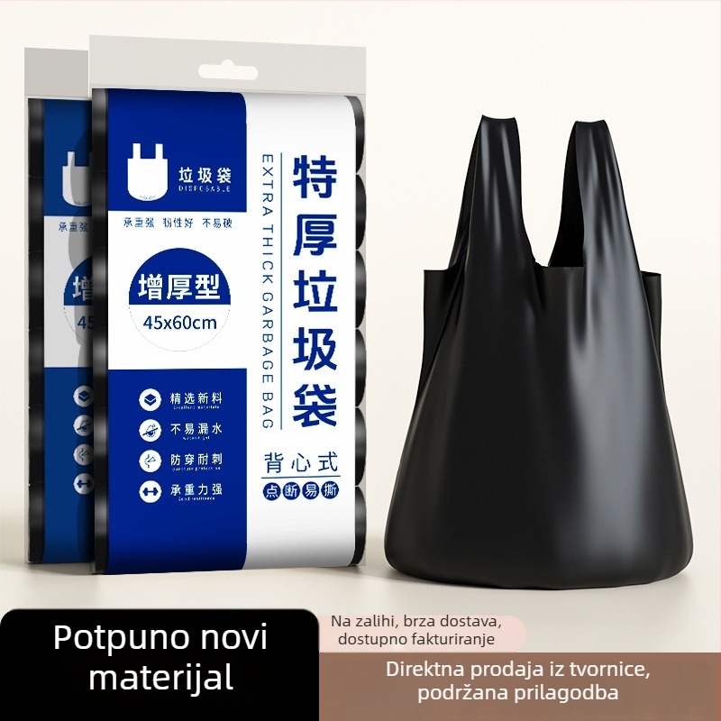 Role-type vreće za kućnu upotrebu, crne, velike veličine, zadebljane, ekstra debele, otporne na kidanje, vreće u stilu prsluka