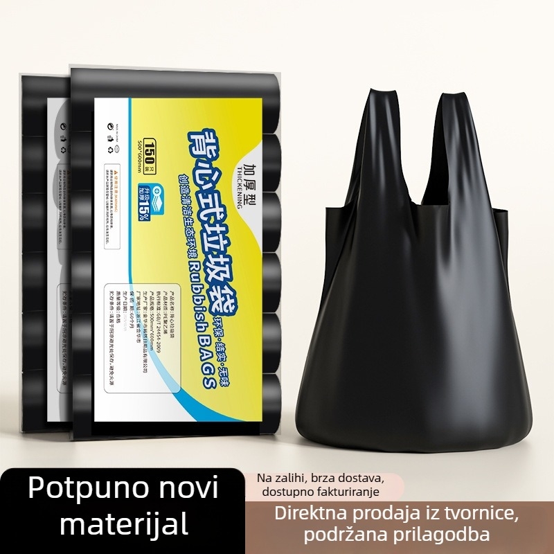 Role-type vreće za kućnu upotrebu, crne, velike veličine, zadebljane, ekstra debele, otporne na kidanje, vreće u stilu prsluka