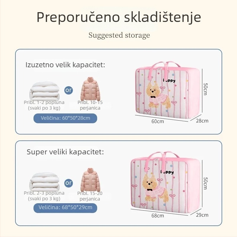 Torba za pohranu deke, velika kapaciteta, pretinac za preseljenje, organizator odjeće za vrtić i studentski dom