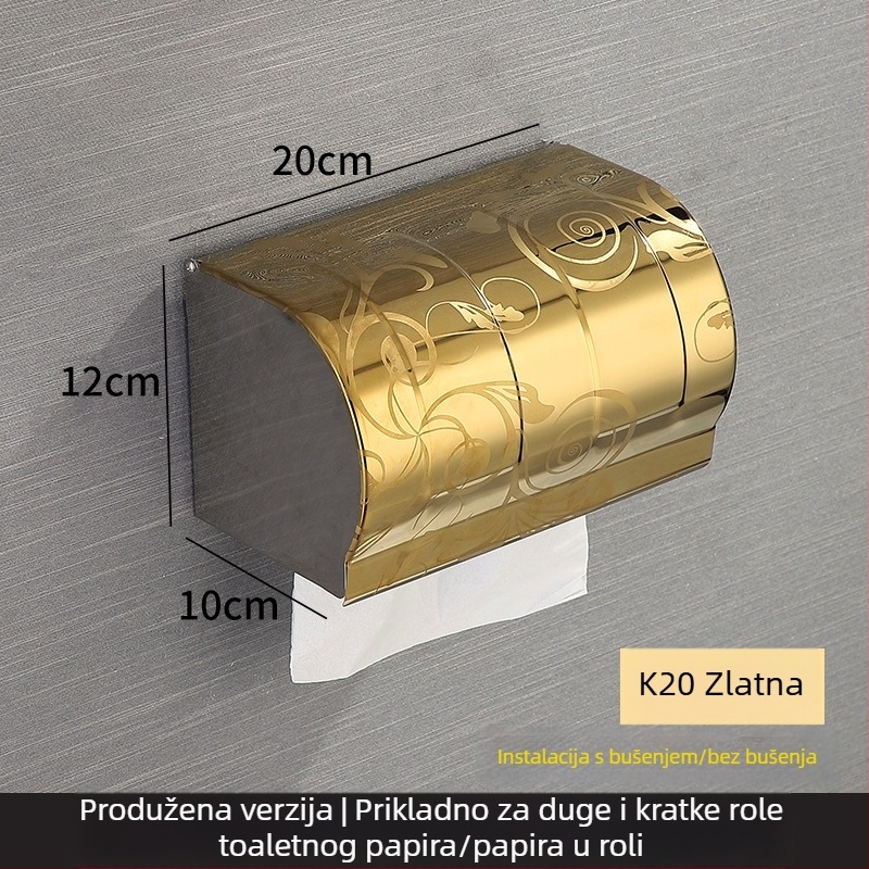 Kutija za maramice i držač toaletnog papira od nehrđajućeg čelika — vodootporan, otporan na vlagu za kupaonicu