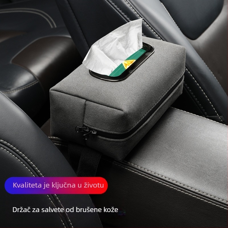 Automobilska kutija za maramice od suedea, organizator naslona za ruku, stražnji dio sjedala, klasične maramice, vrhunski dodatak interijeru automobila