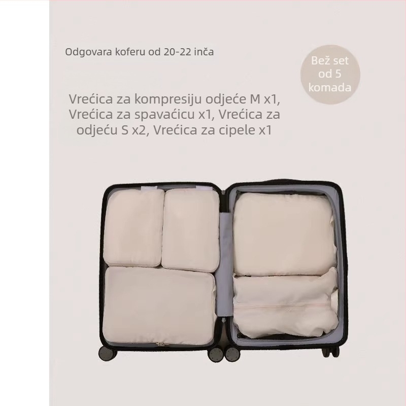 Šestodjelni set kompresijskih vrećica za putovanje za organiziranje odjeće u koferu