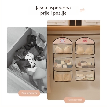 Višeslojna viseća torba za skladištenje s prozračnim mrežastim pretincima za donje rublje, grudnjake i čarape