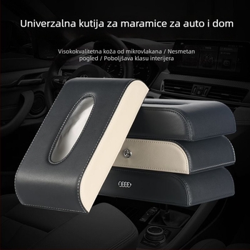 Kožna kutija za maramice za automobil, organizator uz naslon za ruku i ploču upravljača, univerzalne dimenzije 24×13×5 cm