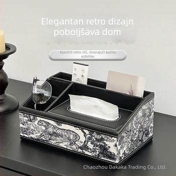Kožna kutija za papirnate maramice u laganom luksuznom vintage stilu, s prostorom za daljinski upravljač, za dom i dnevni boravak