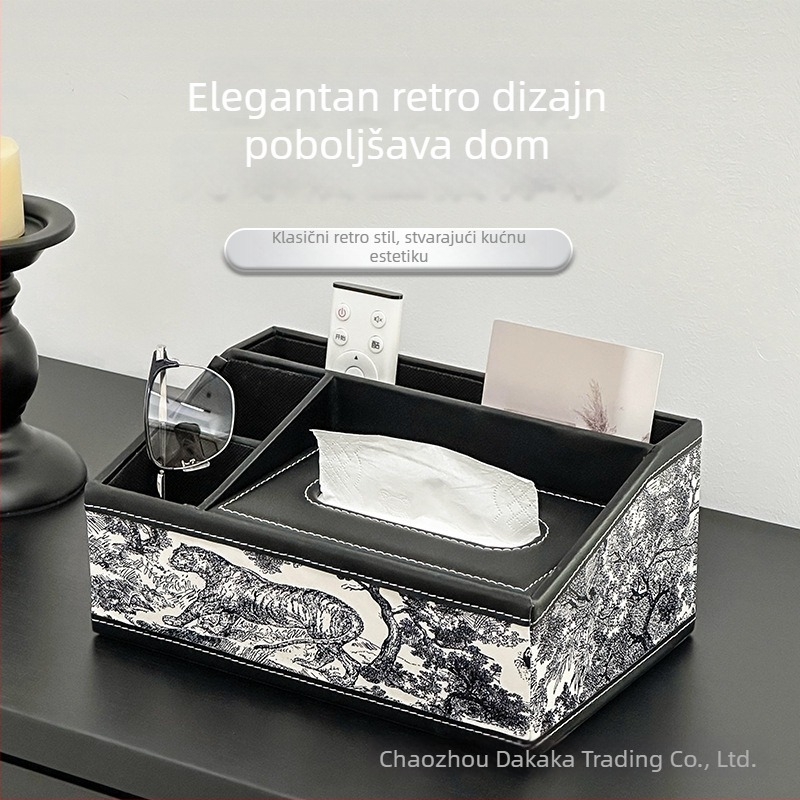 Kožna kutija za papirnate maramice u laganom luksuznom vintage stilu, s prostorom za daljinski upravljač, za dom i dnevni boravak