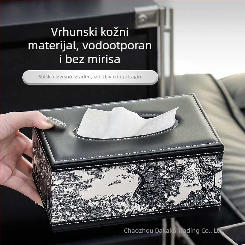 Kožna kutija za papirnate maramice u laganom luksuznom vintage stilu, s prostorom za daljinski upravljač, za dom i dnevni boravak