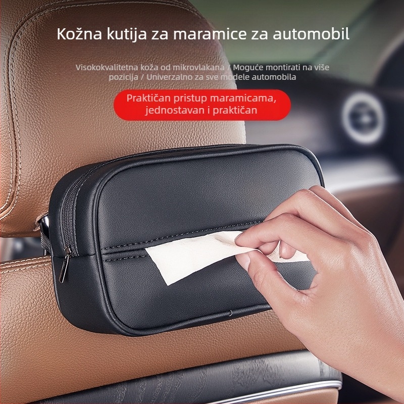 Kožna kutija za maramice u automobilu s nosačem naslona za ruku, za stražnji dio, univerzalni automobilski dodatak