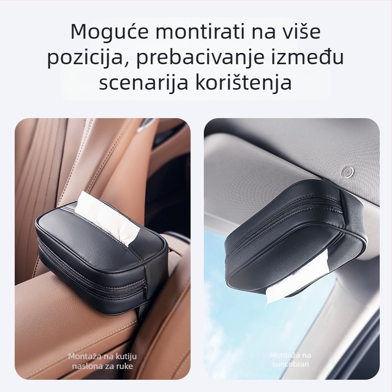 Kožna kutija za maramice u automobilu s nosačem naslona za ruku, za stražnji dio, univerzalni automobilski dodatak