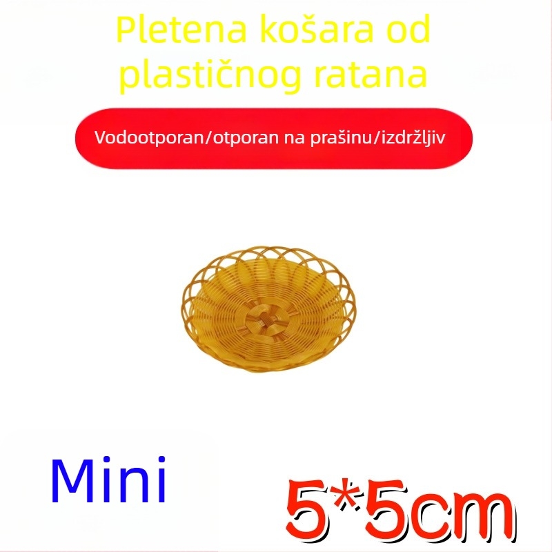 Mali nordijski koš s dvostrukim ručkama, pleteni koš za kruh i voće, imitacija ratana, bambusni pladanj