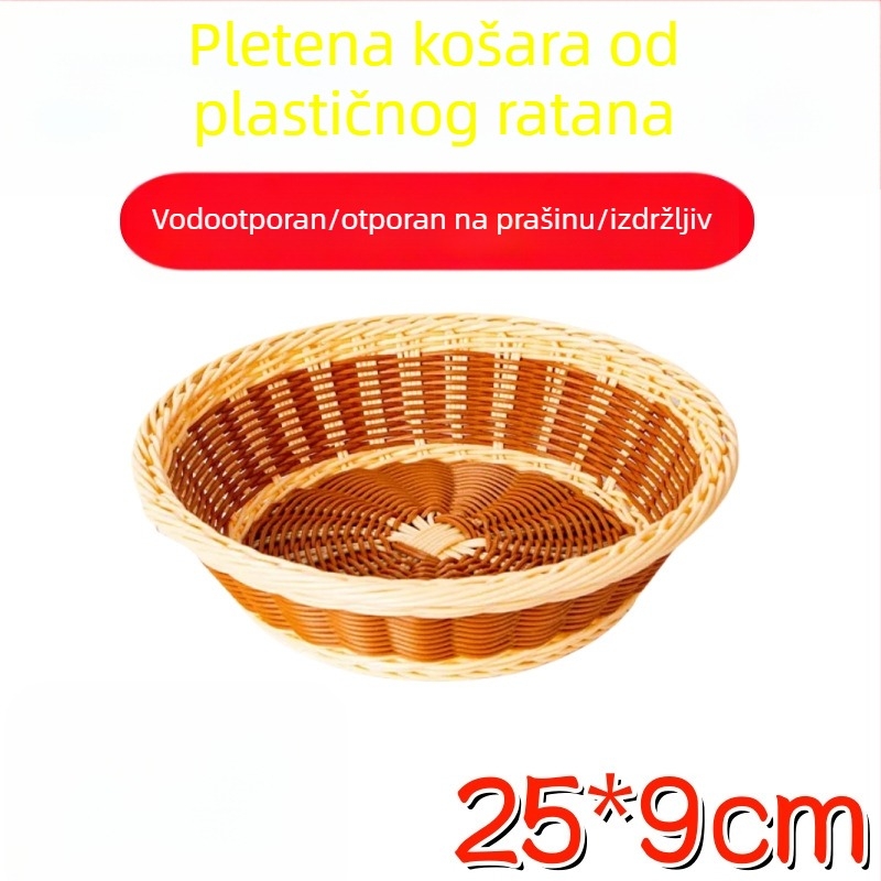 Mali nordijski koš s dvostrukim ručkama, pleteni koš za kruh i voće, imitacija ratana, bambusni pladanj