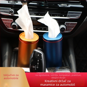 Automobilska kutija za maramice od aluminijske legure s prilagođenim logom (16 cm)