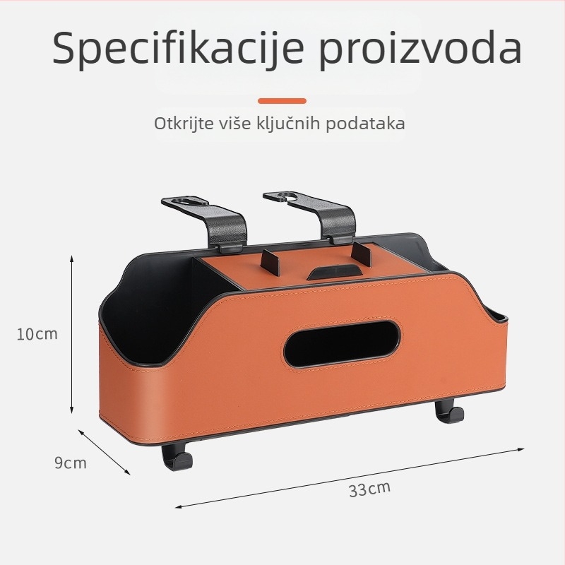 Višenamjenska kutija za pohranu u automobilu, kutija za maramice, držač za čaše i džep za pohranu na stražnjoj strani naslona sjedala