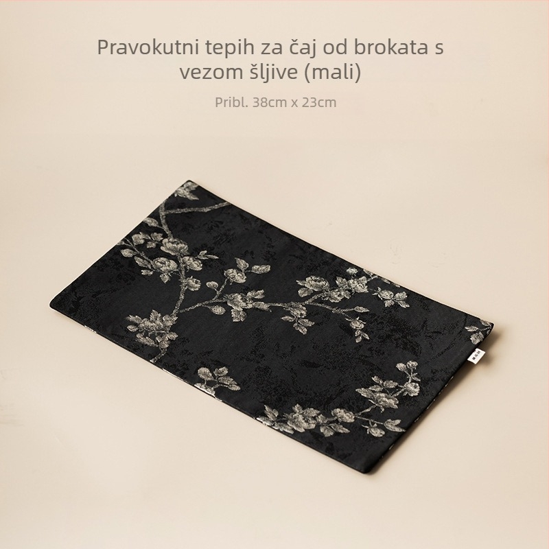 Brokatna izvezena podmetač za čaj s resicama, dvostrana tkaninska podloga za čajni set, izolacijski pravokutni podmetač za dom i ured