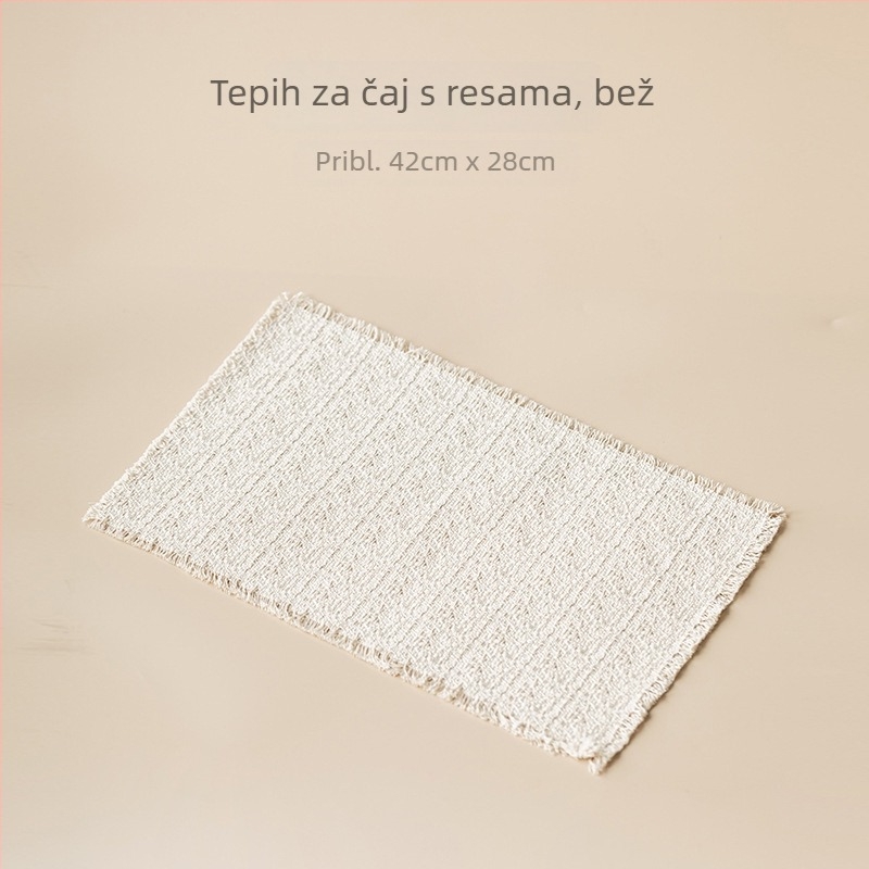Brokatna izvezena podmetač za čaj s resicama, dvostrana tkaninska podloga za čajni set, izolacijski pravokutni podmetač za dom i ured