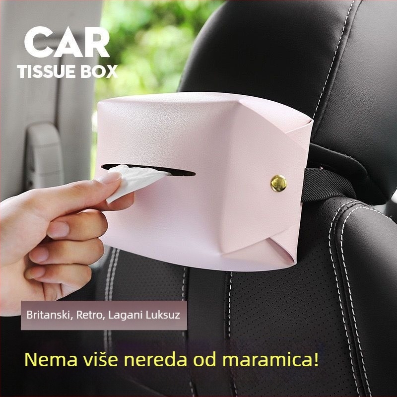 Kožna kutija za maramice za auto, visi unutarnji držač, kompatibilan s vizorom za sunce