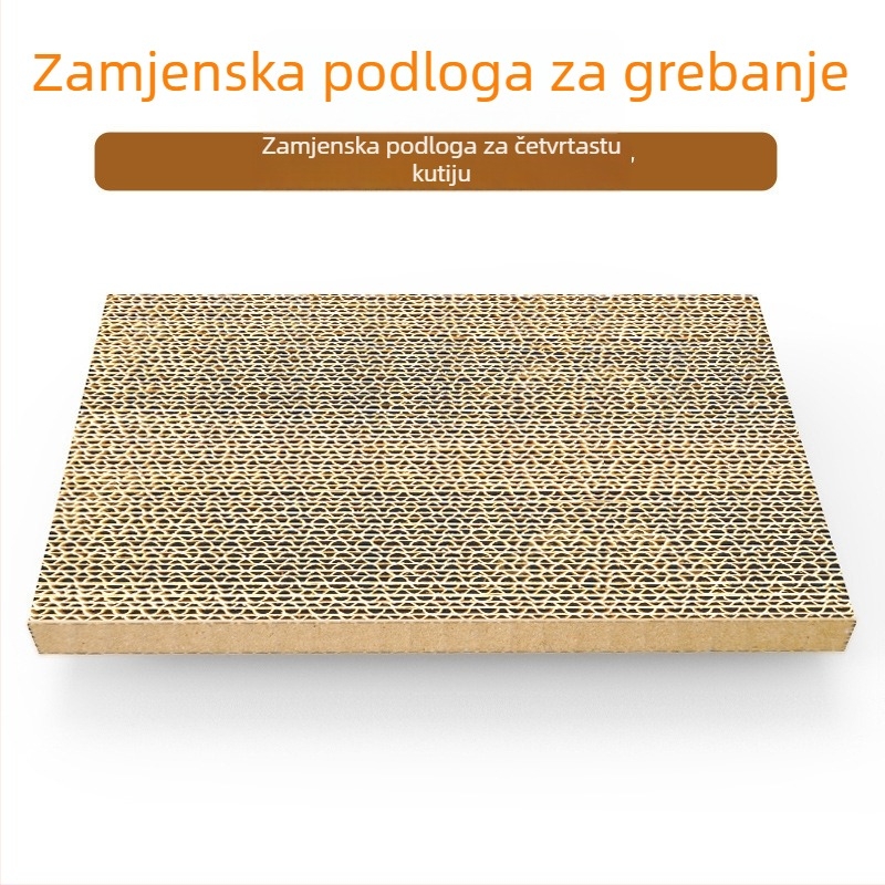 Integrirana ploča za grebanje i mačje gnijezdo - bez vlakana, igra za grebanje od valovitog kartona, pravokutna kutija