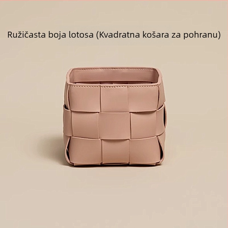 Minimalistička kožna kutija za pohranu, kvadratna, troetažni organizator za stolni ili ulazni prostor