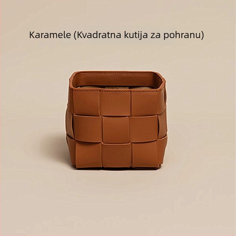Minimalistička kožna kutija za pohranu, kvadratna, troetažni organizator za stolni ili ulazni prostor