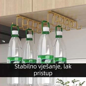 Kuhinjski držač čaša s dvostrukim redom, zidni, od željeza