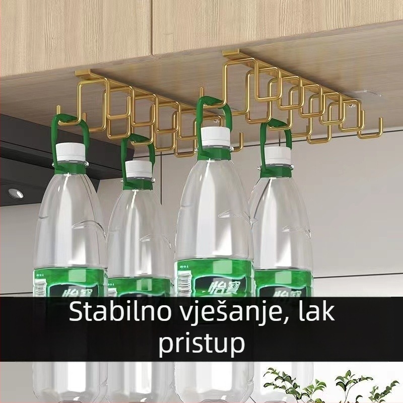 Kuhinjski držač čaša s dvostrukim redom, zidni, od željeza