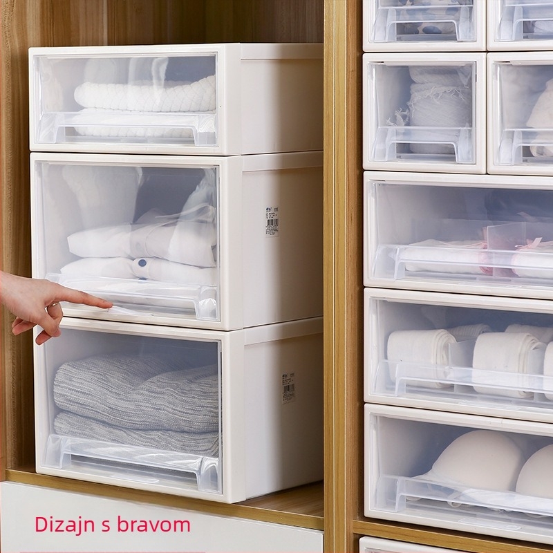 Velika plastična kutija s ladicama za donje rublje i čarape – 18L, za odjeću i igračke