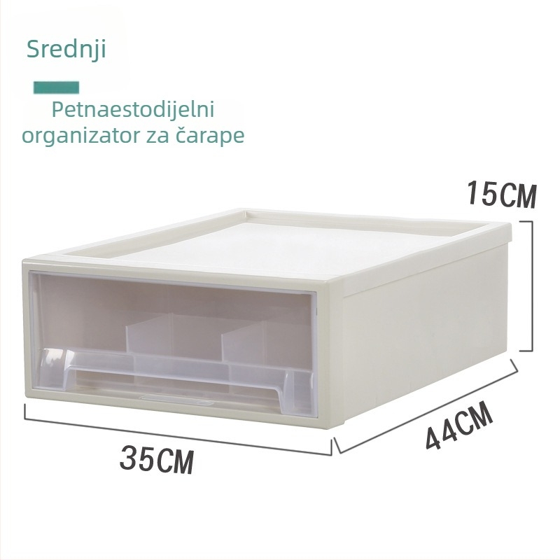 Velika plastična kutija s ladicama za donje rublje i čarape – 18L, za odjeću i igračke
