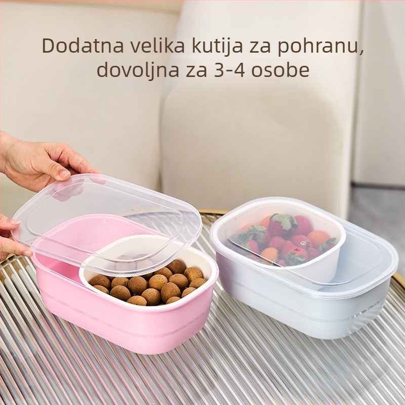Dvostruki sloj zatvoren košar za voće s odvodnom pladnjem – kućna kutija za pohranu voća, orašastih plodova i grickalica