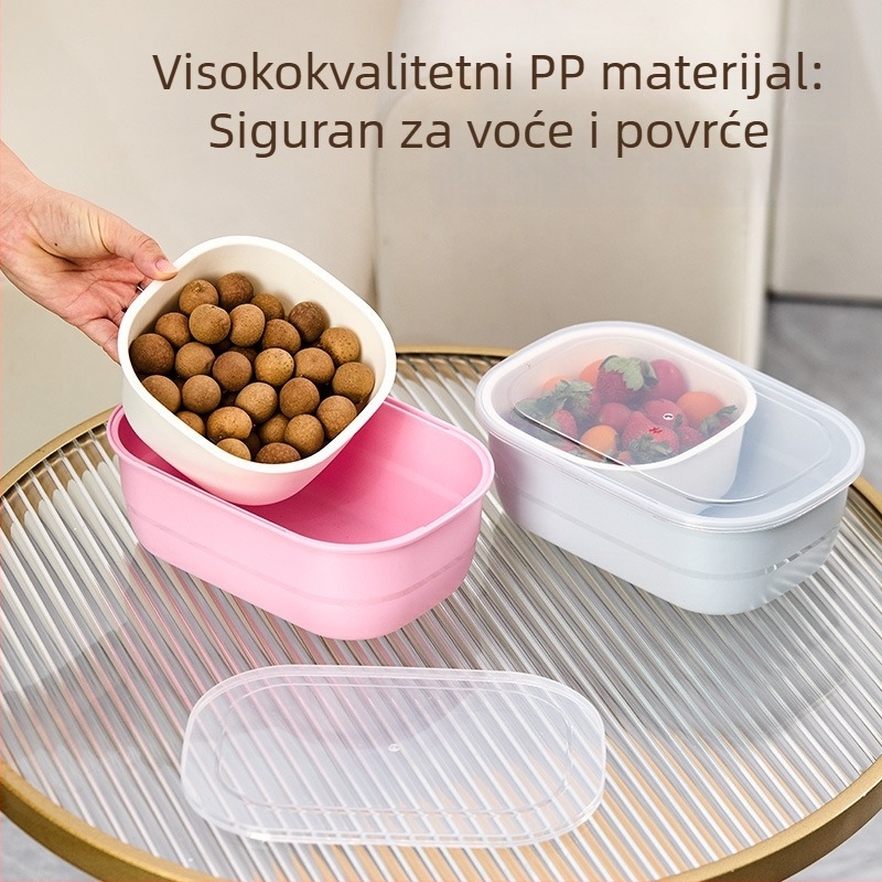 Dvostruki sloj zatvoren košar za voće s odvodnom pladnjem – kućna kutija za pohranu voća, orašastih plodova i grickalica
