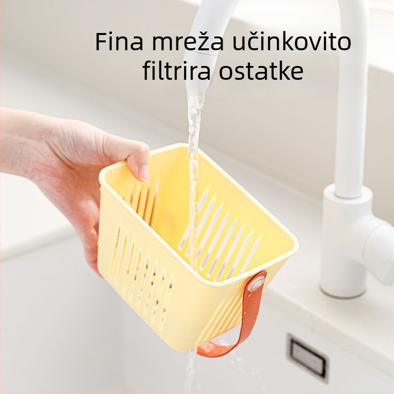 Plavi bezbušenjački koš za odvod ispod sudopera s visećim remenom, za posuđe i pribor za slavinu