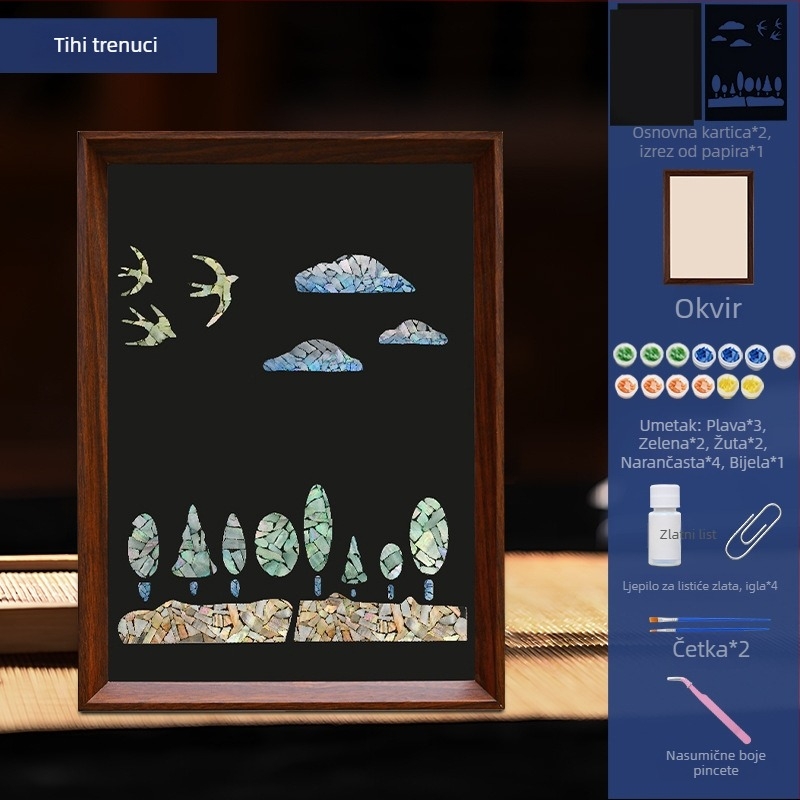 DIY komplet za sliku u okviru s sedefom — ručno izrađeni materijali za dekoraciju stola, kreativan poklon za rođendan i suvenir