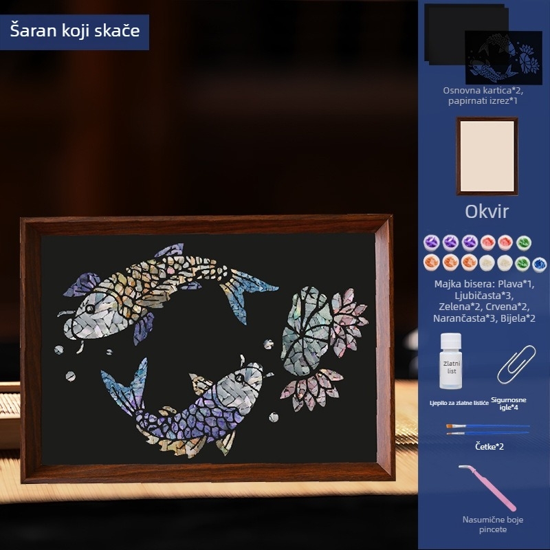 DIY komplet za sliku u okviru s sedefom — ručno izrađeni materijali za dekoraciju stola, kreativan poklon za rođendan i suvenir
