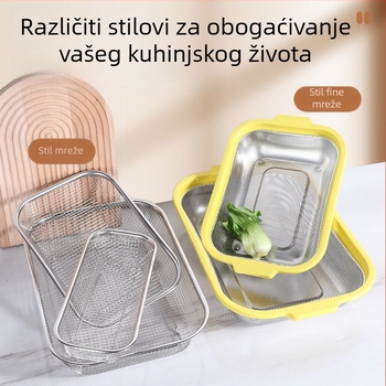 Koš od nehrđajućeg čelika s gustim otvorima, kuhinjski višenamjenski odvodni koš za pranje povrća, voća i riže