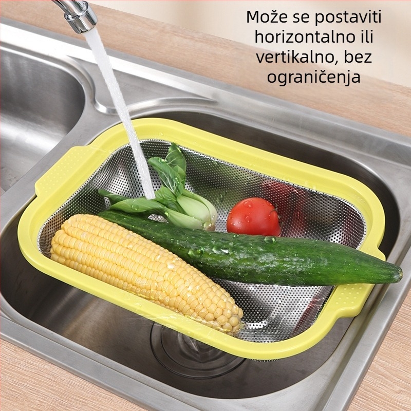 Koš od nehrđajućeg čelika s gustim otvorima, kuhinjski višenamjenski odvodni koš za pranje povrća, voća i riže