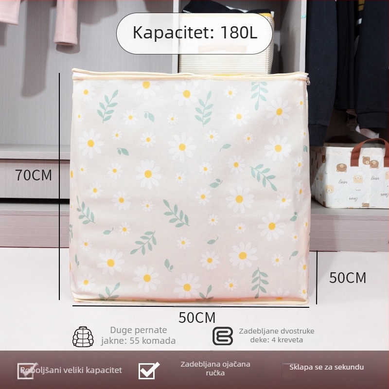 Torbe za skladištenje s zatvaračem za odjeću i pokrivače, netkani materijal, velika zapremina