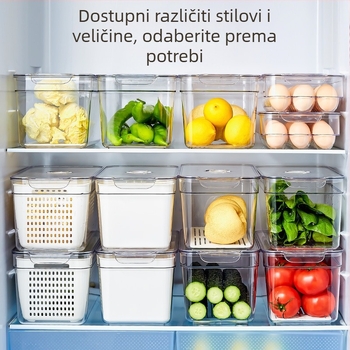 Prozirna kvadratna plastična kutija za skladištenje u hladnjaku s poklopcem – za jaja, voće i povrće