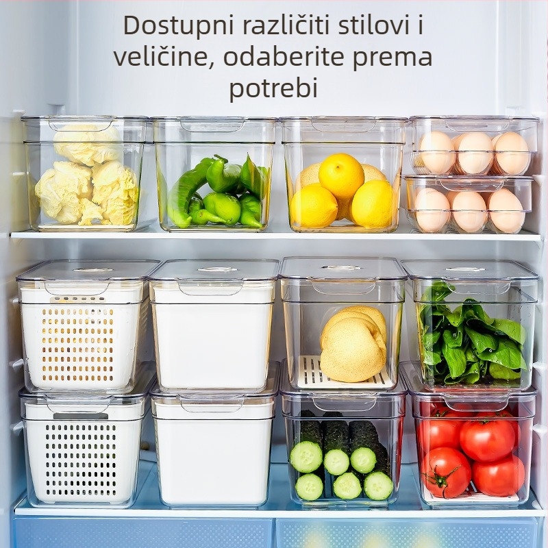 Prozirna kvadratna plastična kutija za skladištenje u hladnjaku s poklopcem – za jaja, voće i povrće