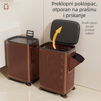 Koš za prljavu odjeću s kotačićima, mobilan za kuću, spavaću sobu i kupaonicu, velik kapacitet skladištenja