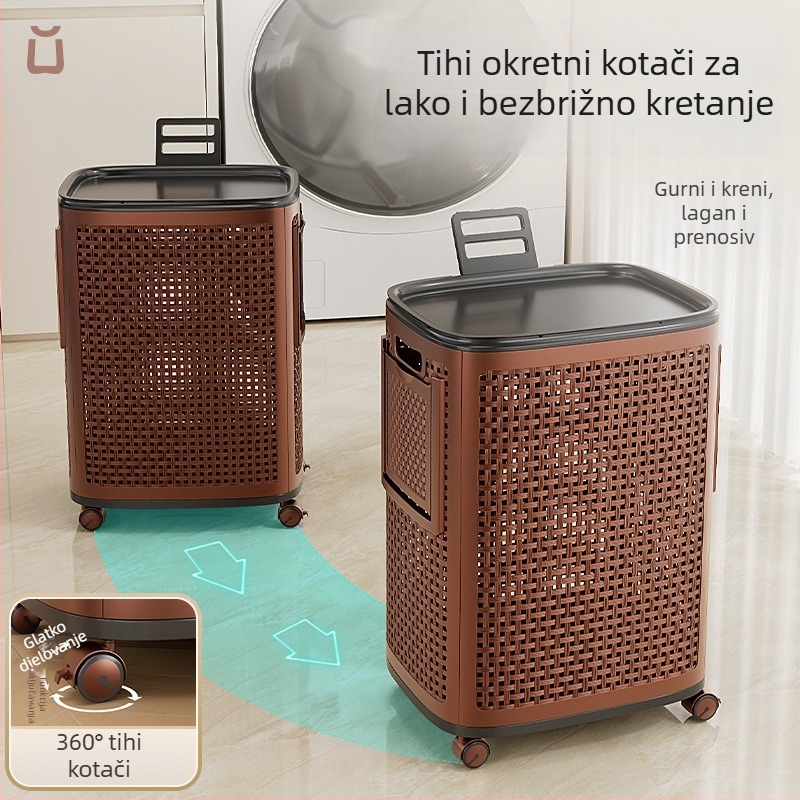 Koš za prljavu odjeću s kotačićima, mobilan za kuću, spavaću sobu i kupaonicu, velik kapacitet skladištenja