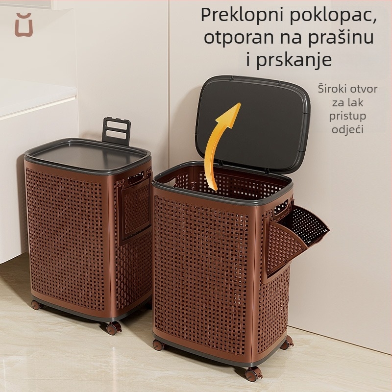 Koš za prljavu odjeću s kotačićima, mobilan za kuću, spavaću sobu i kupaonicu, velik kapacitet skladištenja