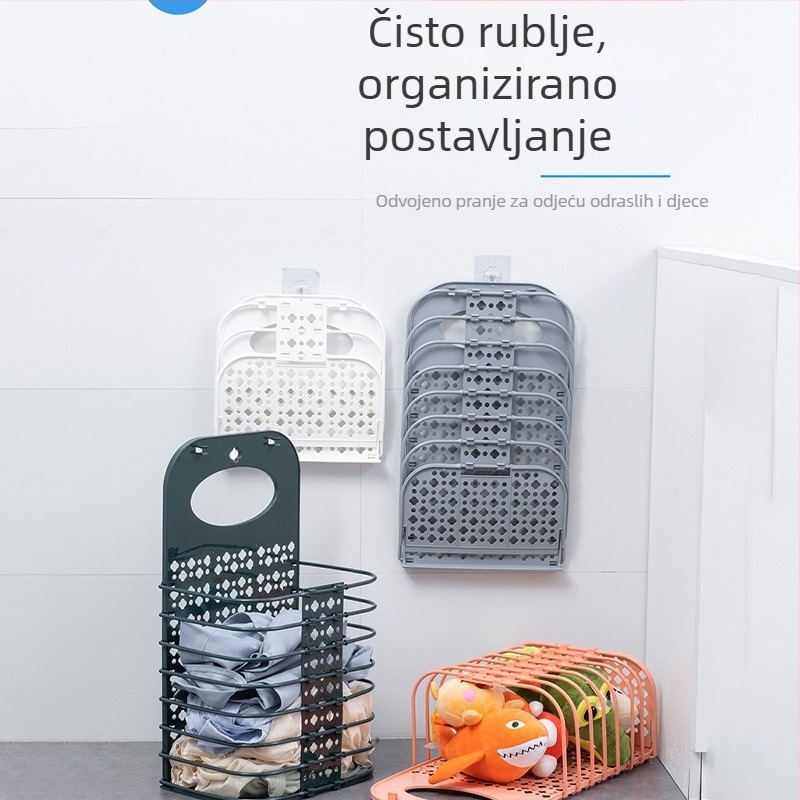 Sklopiva velika košara za prljavo rublje, zidni držač, kupaonica, mokro i suho skladištenje