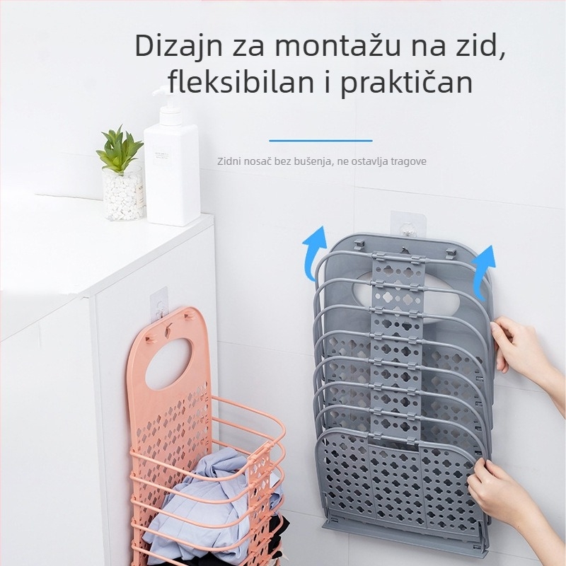 Sklopiva velika košara za prljavo rublje, zidni držač, kupaonica, mokro i suho skladištenje
