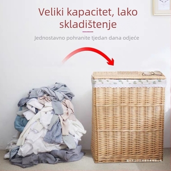 Ratan koš za rublje s poklopcem – spremište za prljavo rublje i igračke
