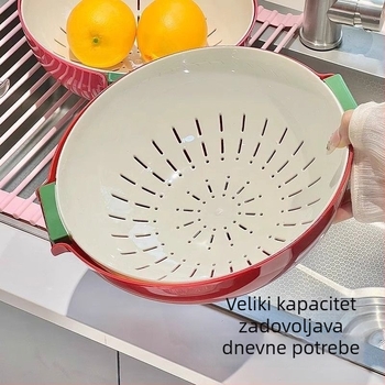Dvostruko složen koš za pranje povrća s odvodnim košem, posuda za voće za kuhinju i dnevni boravak, višenamjenski filter vode za pranje povrća