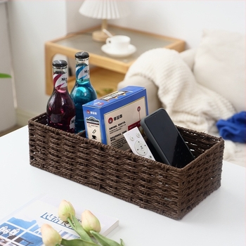 Japanskog stila minimalistička stolna košara za pohranu s tri odjeljka, pletena od papirnatog užeta, za grickalice i sitnice
