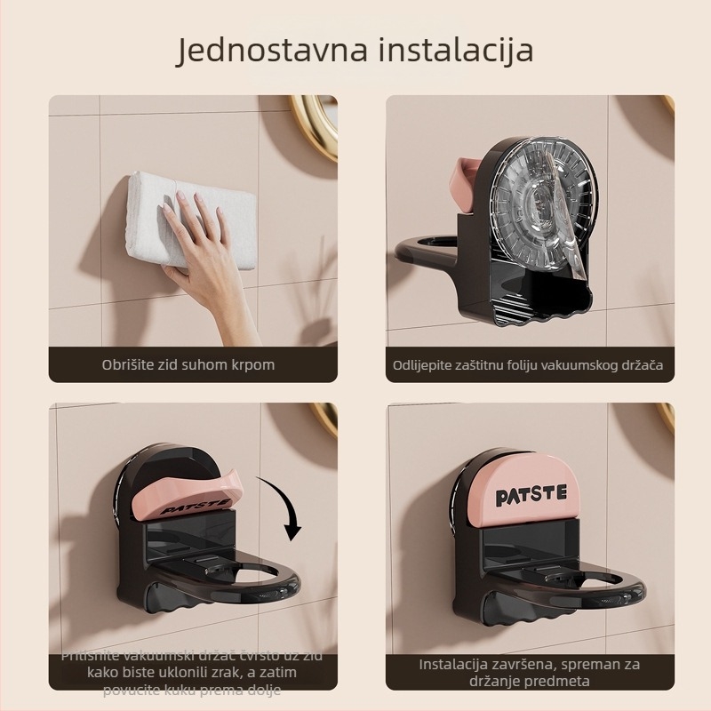 Držač za zid s usisnom čašom za kupaonicu – za šampon, gel za tuširanje i sredstva za dezinfekciju ruku (bez bušenja)
