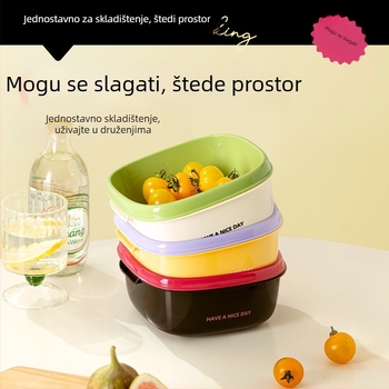 Dvostruki koš za odvod vode za voće i povrće, 2-u-1 košara za pranje