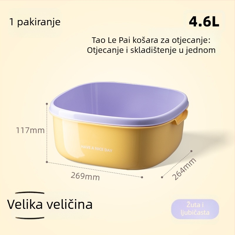 Dvostruki koš za odvod vode za voće i povrće, 2-u-1 košara za pranje