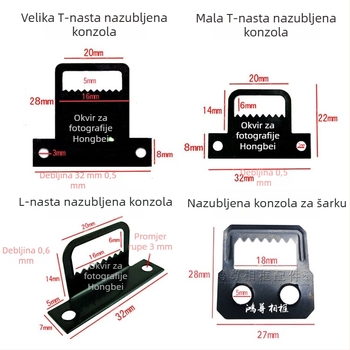 Crni T-oblik zupčasti kukice i L-oblik šarki za okvire za križno šivanje, pakiranje 200 komada